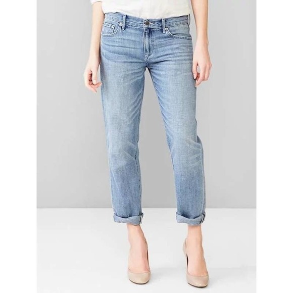 GAP Denim - GAP 1969 Women's High Rise Boyfriend Jeans Stretch Light Wash Blue Size 25